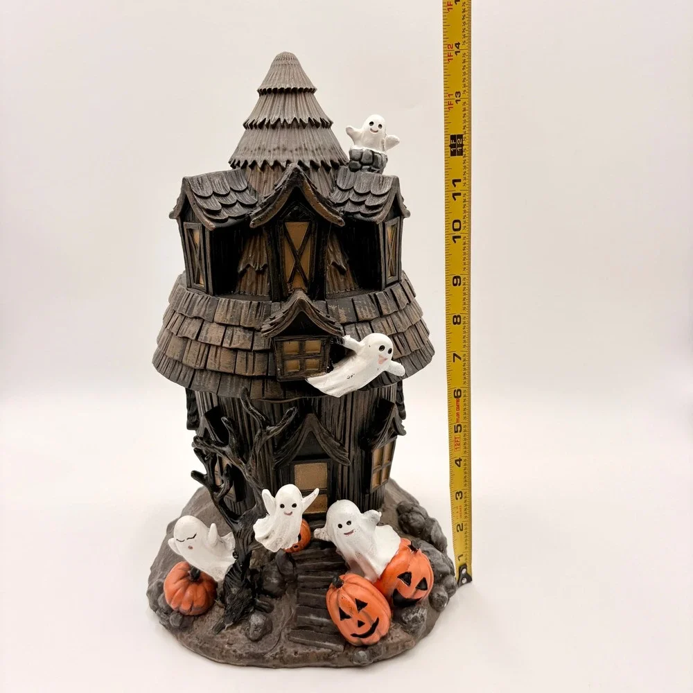 Halloween Haunted House Tabletop Decor Ghosts Pumpkins Spooky Scene